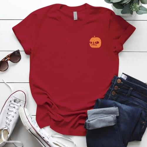 Happy Halloween Pumpkin Chest Mark Printing Graphic T Shirts Plus Size O-neck Oversized T Shirt Femme Holiday Woman Tshirts