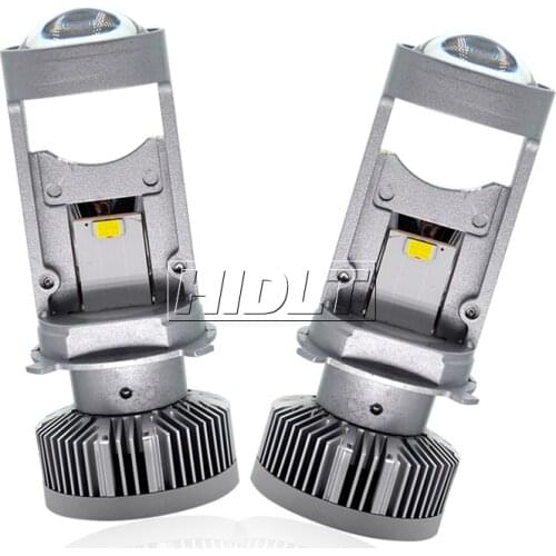 HIDLT 2021 New 100W 1 Pair Canbus H4 LED Mini Projector Lens 8000LM 6000K White 12V 24V H4 High Low Beam Car Headlight LED Bulbs