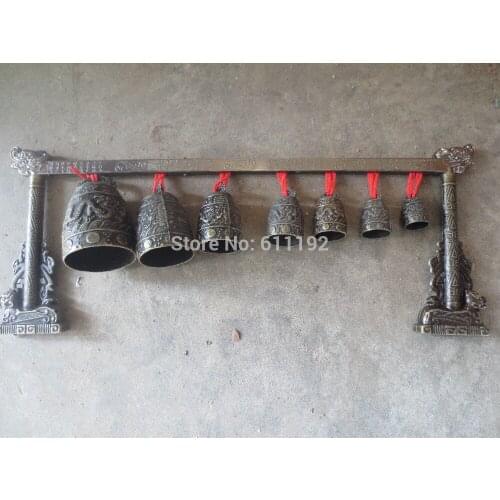 Exquisite private collection of Chinese antique bronze bells,Hand-carved dragon bell 15 Inch length