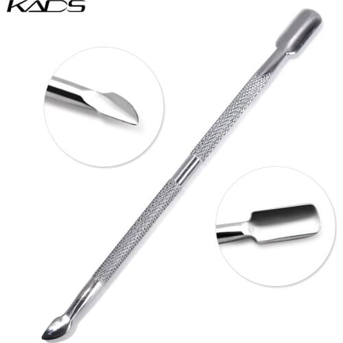 KADS 1pcs Stainless Steel Cuticle Pusher Leftover Skin Remover Manicure Silver Double-ended Cuticle Pusher Nail Salon Tool
