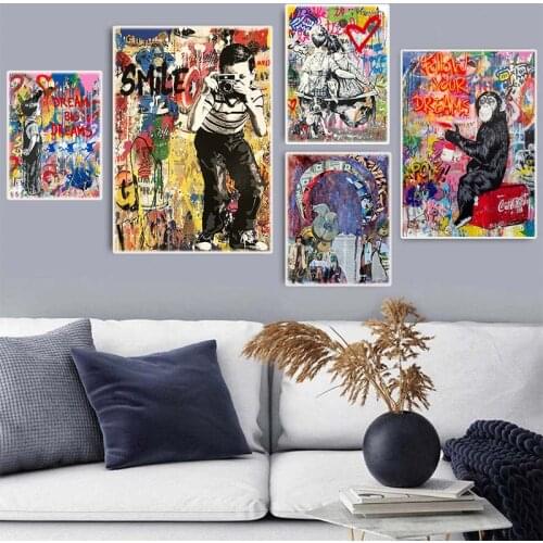 Street Graffiti Art "Follow Your Dreams" Canvas Painting Posters and Prints Wall Art Pictures for Living Room Cuadros Home Decor