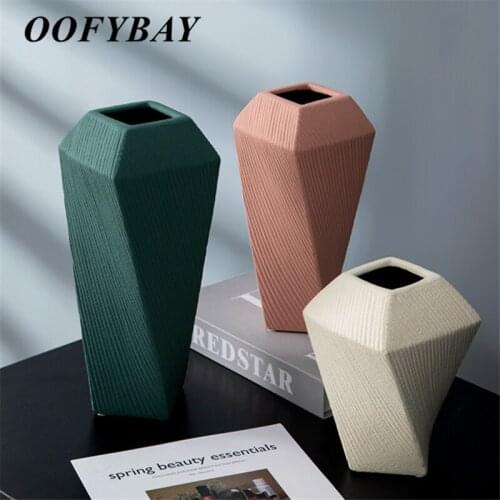 Nordic Ceramic Simple Geometric Vase Handicrafts Living Room Flower Arrangement Office Ornaments Home Decoration Furnishings