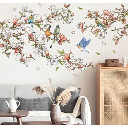 Chinese Style Wall Stickers Flowers Home Office Decor Wallpaper Mural Bedroom Living Room Wall Decoration Decals for Furniture