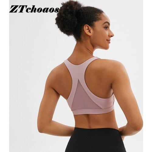 Beautiful back sports bra top sports female sports top push up yoga vest womens back mesh running fitness sports bra for gym