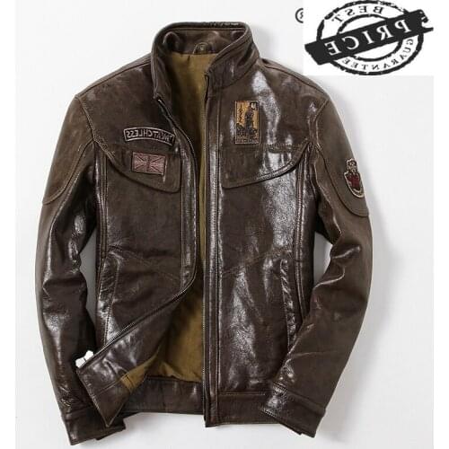 Jacket Real Leather Men Clothes 2021 Streetwear Fashion Mens Sheepskin Coat Slim Fit Moto Biker Genuine Leather Coat 6001