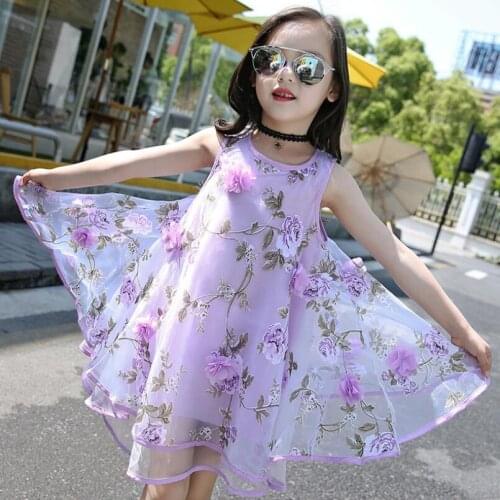Girls Summer Beach Dress Toddler Teen Flower Chiffon Dress Kids Party Dresses For Girls Children Clothes 6 8 10 12 Year JW4720-2