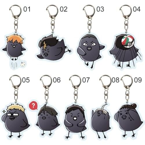 Cute Cartoon Keychain Volleyball Boy Crow Key Chain Ring Anime Haikyuu!! Keyring Hot Sales Drop Shipping