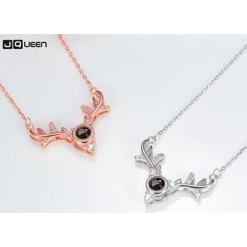 Cute Deer 100 Languages I Love You Necklace 925 Sterling Silver Lettering Photos Women Necklaces Friends Lovers Gift