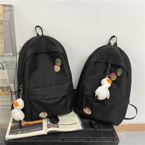 Fashion Womens Backpack Solid Color Nylon School Bag For Girls Waterproof Large-capacity Travel School Backpack