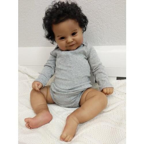 NPK 50CM Original Bebe Doll Reborn Baby Toddler Girl Maddie Soft Body Flexible black skin newborn African doll