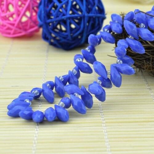 Wholesale 100pcs 6x12mm Crystal Bead Light Royal Blue Porcelain Tear Drop Spacer Loose Beads DIY Jewelry Making