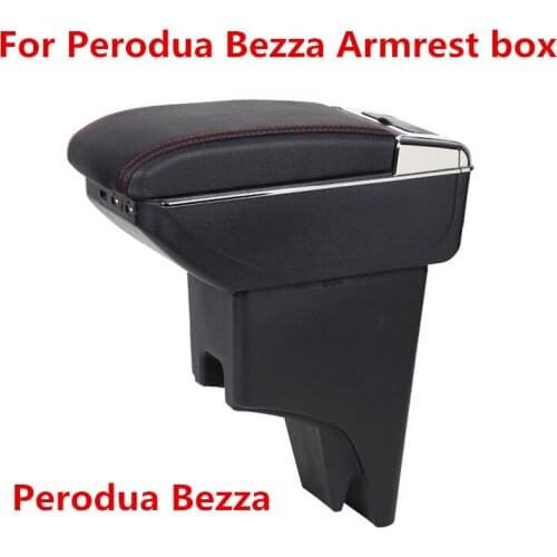 For Perodua Bezza Armrest box central Store content box with cup holder ashtray with USB interface