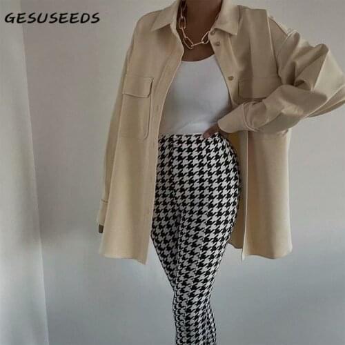 Casual Jacket Women Vintage oversized Coat Autumn Single Breasted Overcoat for Women 2021 Solid Turn Down Collar Jacket Apricot