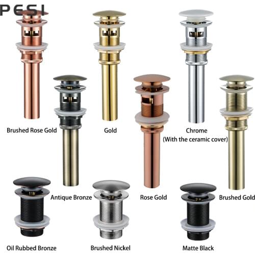 Bathroom Basin Sink Pop Up Drain Stopper Bathroom Faucet Accessories Brass Matte Black/Chrome/Antique/Rose Gold/Brushed Gold