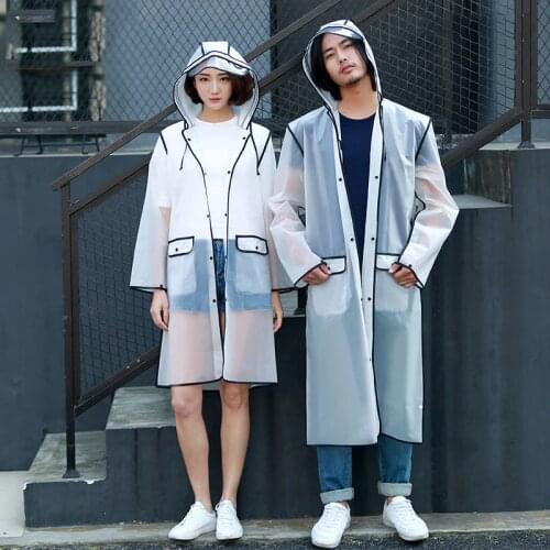 Couple Transparent Raincoat EVA Lovers Rainwear Fashion Rain Coat Women Adult Hiking Rain Poncho Men For Climbing Fishing