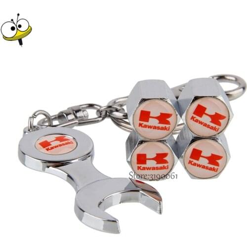 Car Styling Keychain Auto Car Wheel Tire Valve Stem Caps Stickers for Kawasaki Z250 Z9000 Z800 Z750 Z1000 Ninja 300 Vulcan CNC