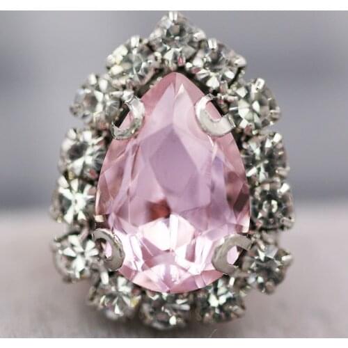 New arrival sew on glass rhinestones with claw Pink flatback Teardrop sew on Crystal button diy weddiing decoration Accessories