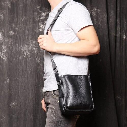 Mens Bag Genuine Leather Shoulder Bag Zipper Leather Crossbody Bags For Men Messenger Bag Men Shoulder Bags Male Flap Bag