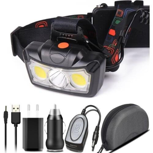 Led Headlamp XH L2 USB charging Riding headlights flashlight Outdoor camping Hiking Portable LED COB light use 18650 batterry