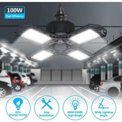 LED Garage Light 360 Degrees 100W Triple Garage Light Glow Deformable Light Indoor Garage Light Premium 10000 Lumens LED Light