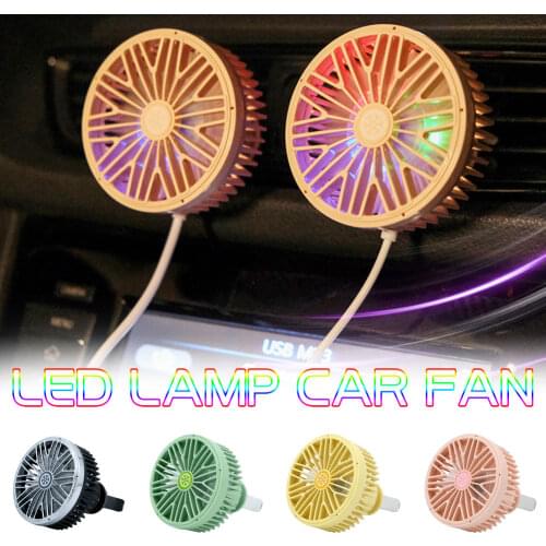 USB Car Fan 360 Degree All-Round Adjustable Car Air Cooling Fan Mini LED Light 7 Blade Car Auto Cooler Air Fan Accessories