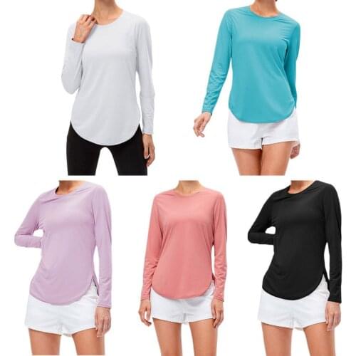 Spring Autumn Female Yoga Tops Fork Long Sleeve Sunscreen Sportswear Anti-UV Jogging FitnessT-shirt