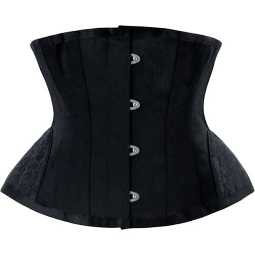 Womens Retro Jacquard 16 Steel Bones Waist Cincher Underbust Corset Embroidery Corsets Shapewear Hourglass Corselet Bustiers