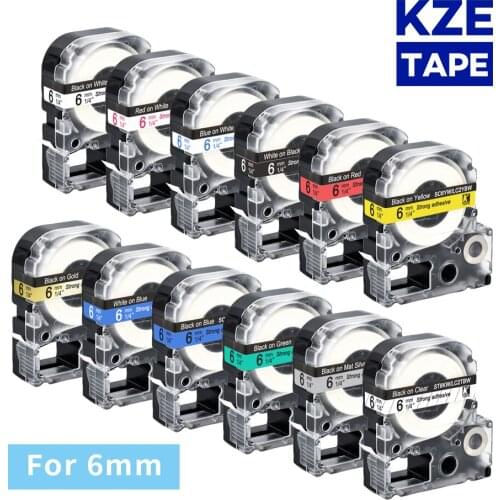 6mm 1pcs Multicolor SS6KW SC6YW SC6RW SD6K ST6KW Label Tapes for Epson Label Printer for KingJim label maker LW-300 LW400