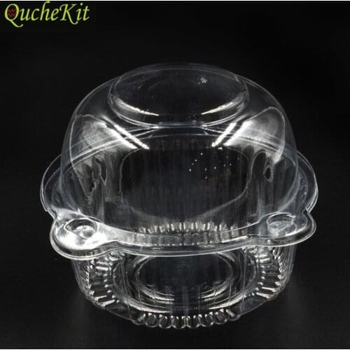 100pcs/lots Disposable Clear Plastic Box Transparent Cat Head Shaped Cake Boxes Mini Cupcake Muffin Packing Gift Box Organizer