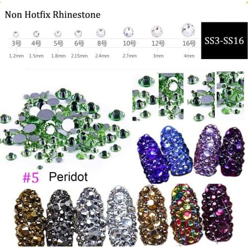 1440pcs SS3-SS16 Nail Art flat back nail rhinestones Non Hot Fix Flat Back Glass Rhinestones Diamante Gems (Light green)