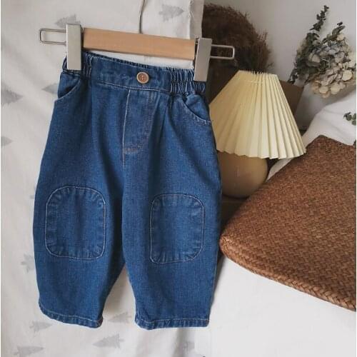 2021 new style girls boys denim long pants autumn fashion kids flare pants