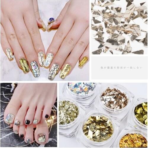 Holographic Nail Glitter Sequins Set 3D Irregular Broken Glass Nail Art Foils Flakes Aurora Colorful Manicure Decorations