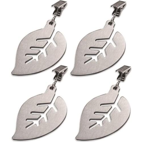 4 Pcs Stainless Steel Tablecloth Pendant, Fixed Tablecloth Pendant, Outdoor Picnic Tablecloth Leaf Pattern