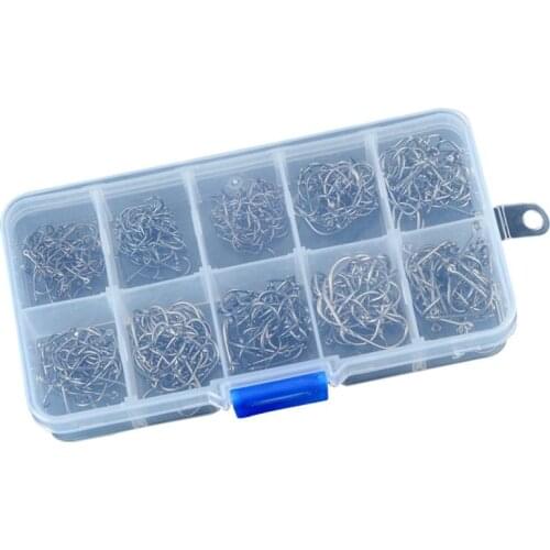 500Pcs Fishing Hooks Kit Barb Jig Hook With Hole 3#-12# 10 Size Carbon Steel Fishhook Set Carp Fishing hook Tackle Box