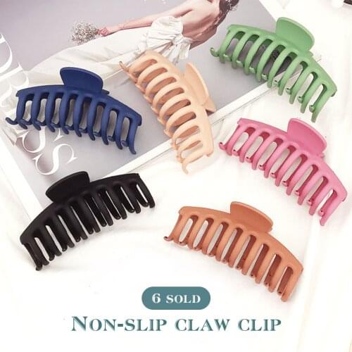 6PCS Large Hairclaws Matte Colors Non-Slip Hair Claw Clips Barrette Jaw Clamps for Women Girls Hair Styling Accessories 11x5cm