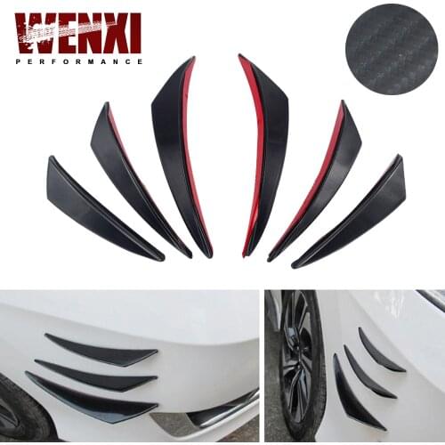 6pcs/set Universal Fit Front Bumper Lip Diffuser Splitter Fins Body Spoiler Canards Valence Chin Car Tuning Canard