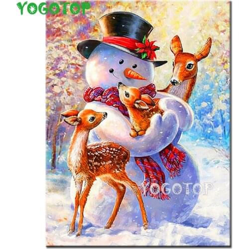 Diy Diamond Painting 5d Snowman Deer Full mosaic Diamond Embroidery Cartoon Picture Rhinestone Christmas Decorations YY4482