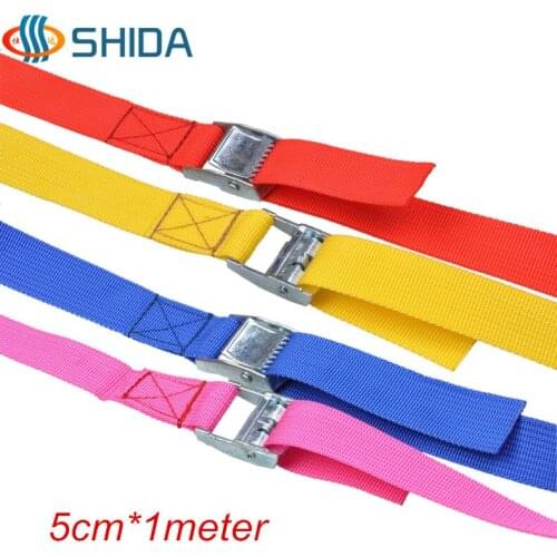 Free Shipping 2pcs 5cm*1m 500kg Metal Cam Buckle Ratchet Tie Down Luggage Load Strap Cargo Lashing PP Webbing Binding Belt