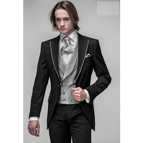 FREE SHIPPING/CUSTOM Black Men Wedding Groom WEAR Tuxedos/Groomsmen DRESS Bridegroom/CUSTOM PARTY SUIT VEST/men suit wedding M8