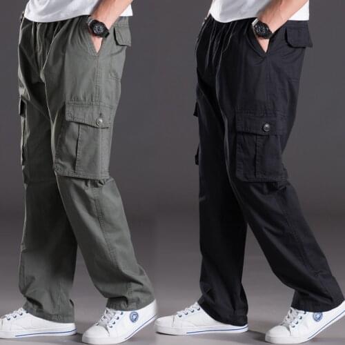 Spring Summer Casual Pants Oversize Overalls Jeans Mens Multi-Pocket Plus Fat Plus Elastic Waist Long Pants Big Size 6XL