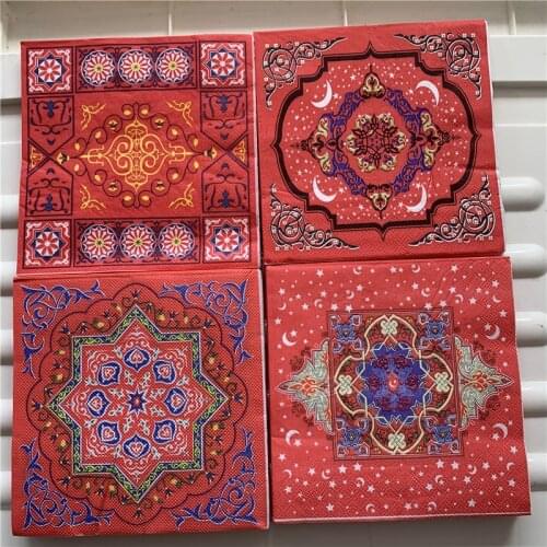 Decoupage paper napkins tissue vintage towel mysterious pattern striped moon star birthday wedding party home beautiful decor 20