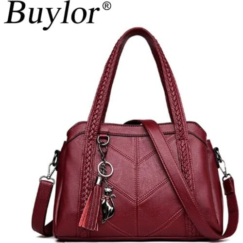 Buylor Handbags for Women 2021 Designer Luxury Tassel Messenger Bag and High Quality PU Leather Fashion Handbag