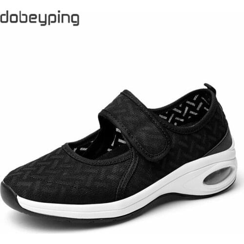 Dobeyping New Spring Slip On Womens Shoes Breathable Mesh Woman Sneakers Flat Platform Mother Shoe Wedges Ladies Walking Flats