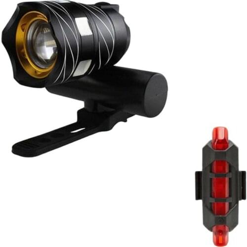 Mountain Bike Headlights T6 Night Ride Strong Light Torchlight Mountain Bike Usb Charging Lamp Warning Lamp Bicycle Accessories