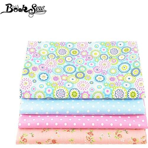 Booksew Stoffen Cotton Fabric 4PCS/lot 40cmx50cm Floral Dots Telas Patchwork Algodon Sewing Clothes Tissu Tilda Materials