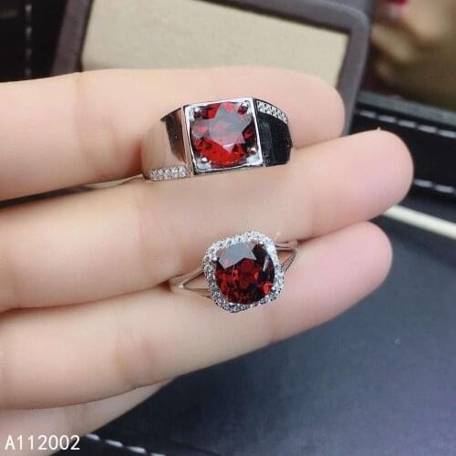 KJJEAXCMY fine jewelry natural garnet 925 sterling silver Couple gemstone women men ring support test popular