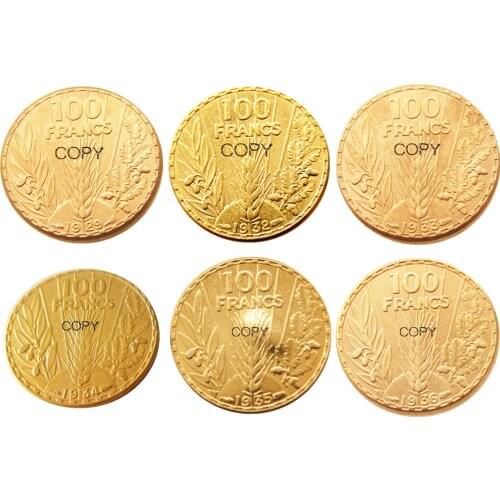 France 100 Francs 1929 - 1936 6pcs Gold Plated Copy Coin
