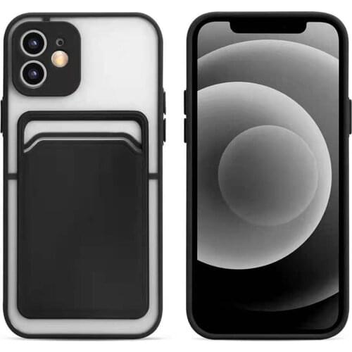 50pcs 2 in 1 Matte Frosted Transparent TPU+PC Cover Pouch Card Holder Case For iPhone 12 Mini 11 Pro Max XS XR X 8 7 6 Plus SE