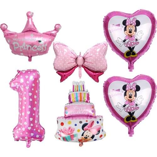 Disney Minnie Mouse Birthday Decor Baby Girl Favor Party Decor Diy Birthday Number Balloon Combination Baby Shower Gifts For Gir