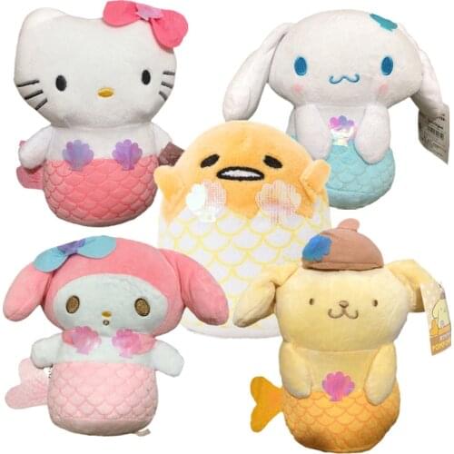 New 8 Cm Kuromi My Melody Baby Cartoon Soft Plush Doll Cute Mermaid Kawali Pom Purin Cos Fluffy Keychain Kuromi Kids Toys